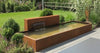 free standing corten steel pond wall in use