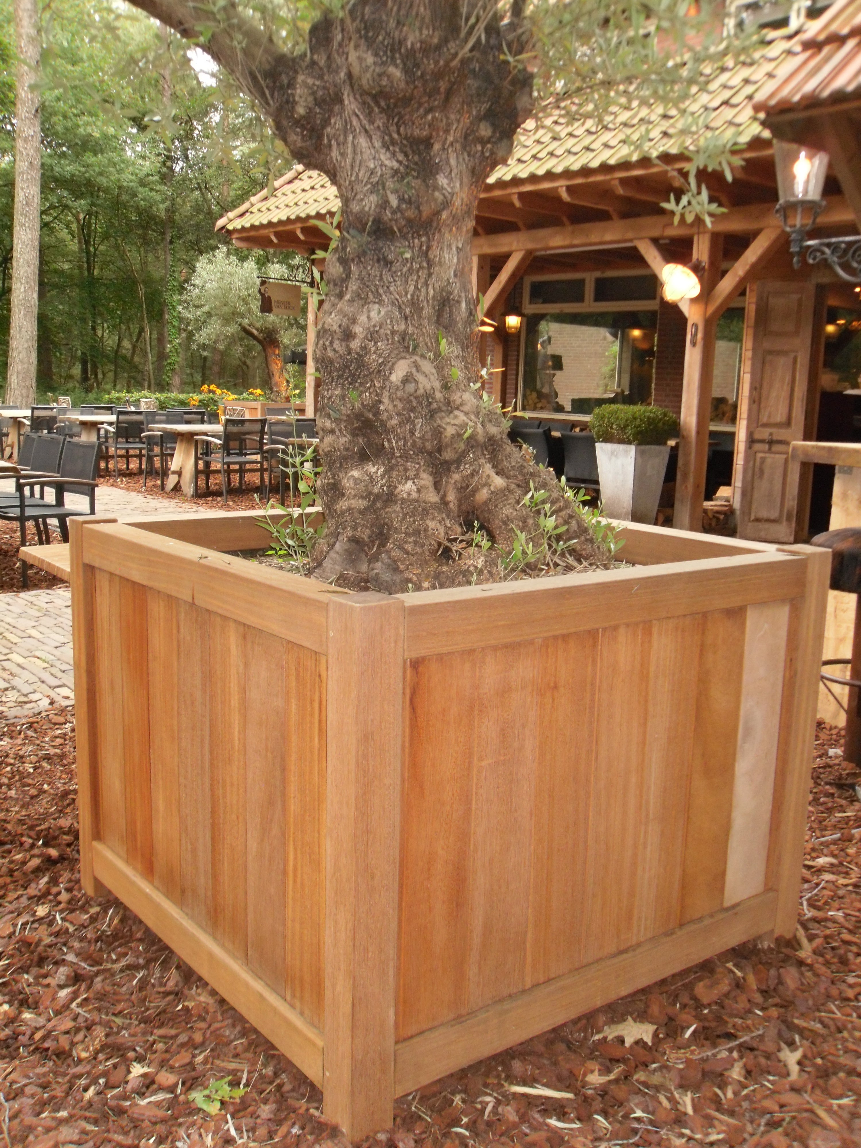 hardwood cube garden planter