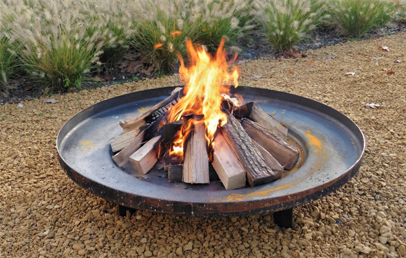 round outdoor corten steel garden fire pit