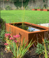 rectangular garden pond made from corten steel