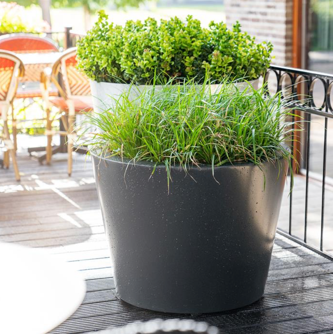 black and white aluminium garden planters