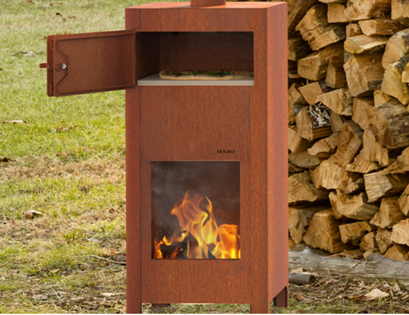 corten steel outdoor fireplace