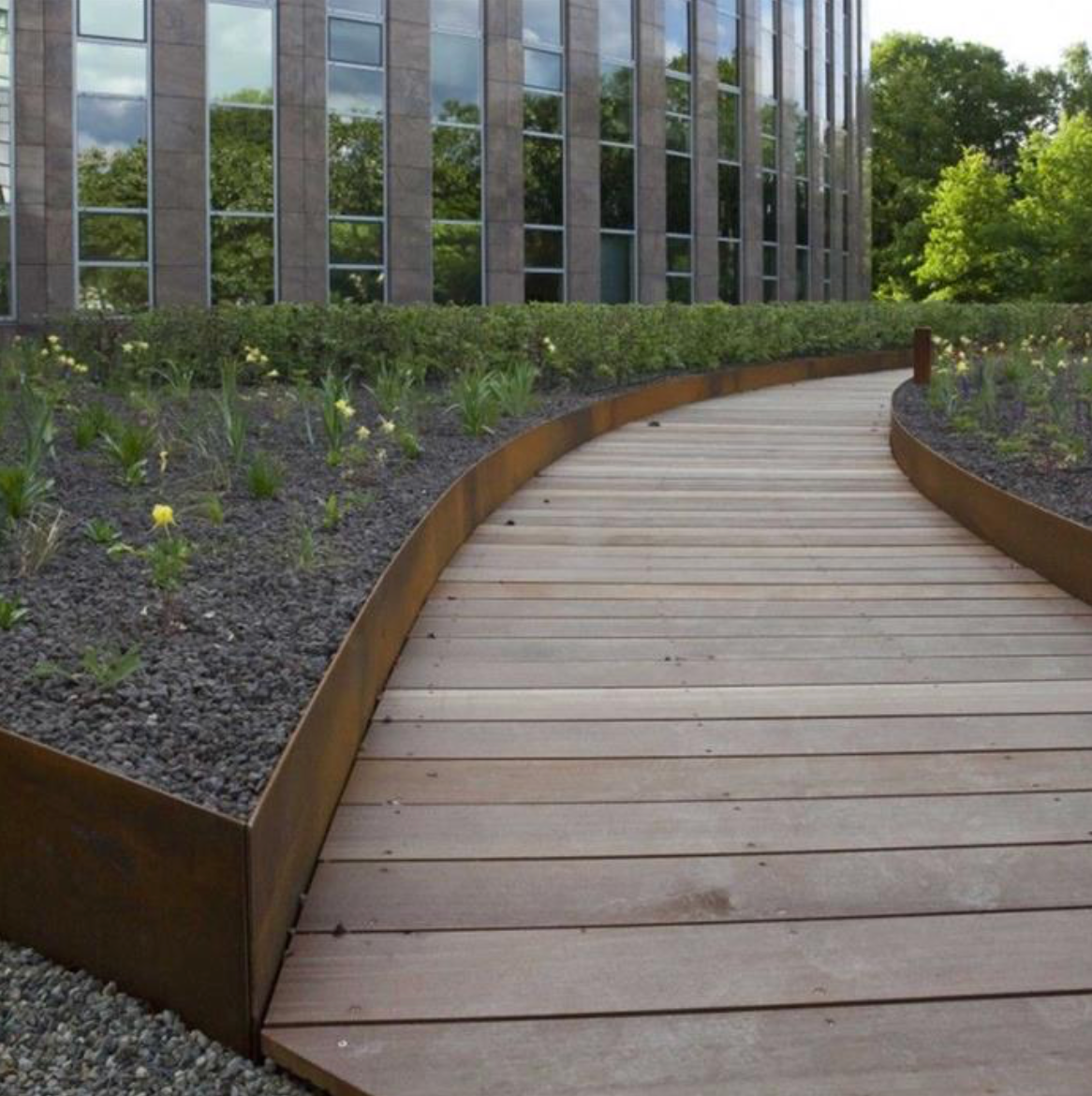 straight sided corten edging for garden beds