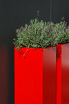 tall glossy red garden planters