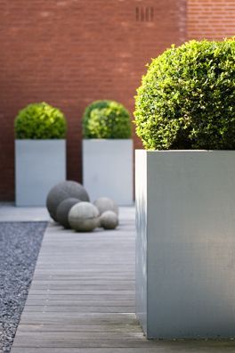 tall white aluminium garden planters